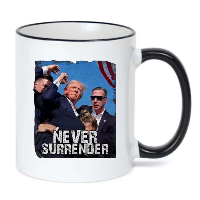 Pray For President Trump Never Surrender Black Color Changing Mug