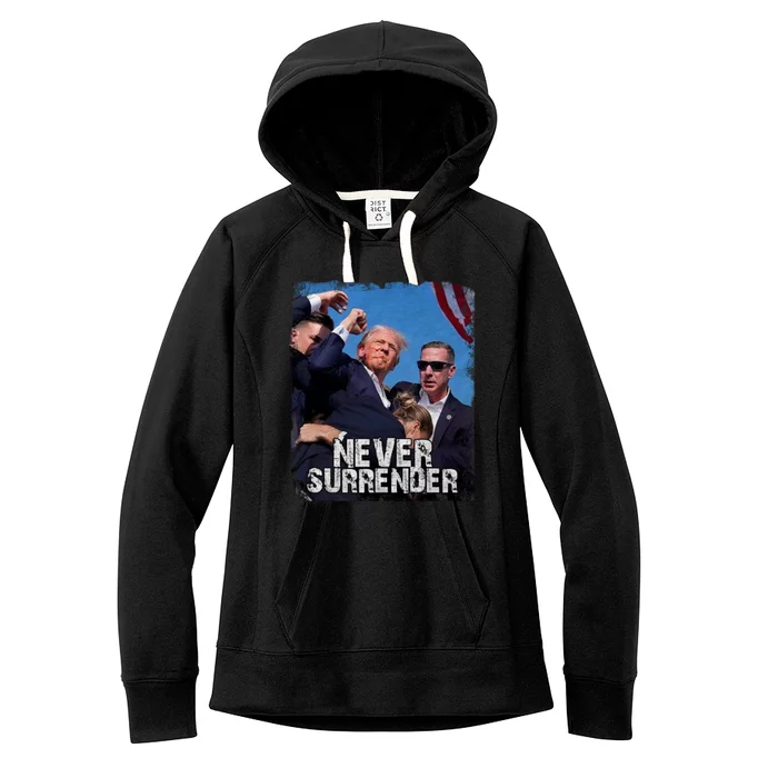 Pray For President Trump Never Surrender Women's Fleece Hoodie