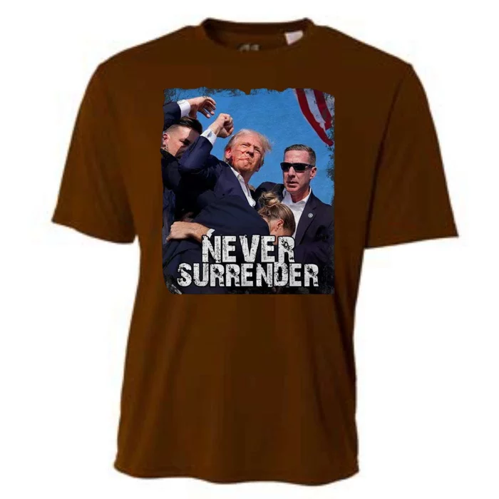 Pray For President Trump Never Surrender Cooling Performance Crew T-Shirt