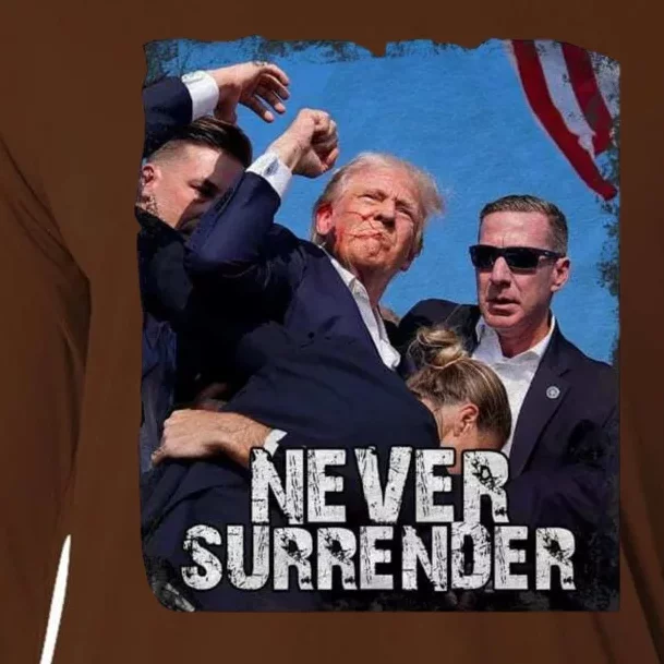 Pray For President Trump Never Surrender Cooling Performance Long Sleeve Crew