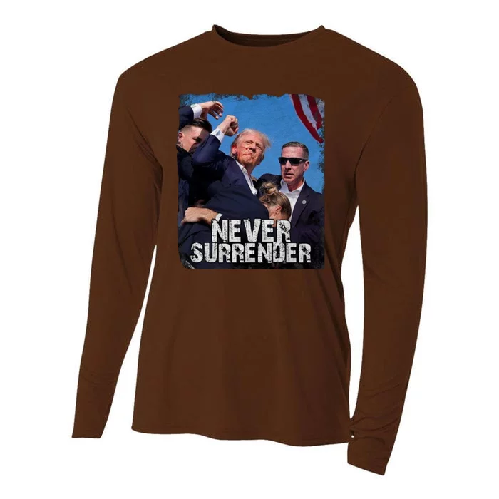 Pray For President Trump Never Surrender Cooling Performance Long Sleeve Crew