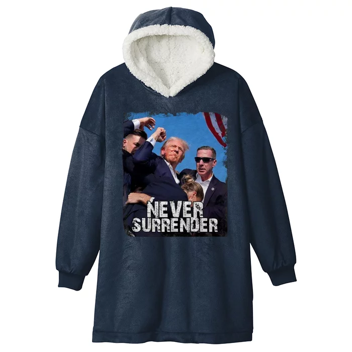 Pray For President Trump Never Surrender Hooded Wearable Blanket