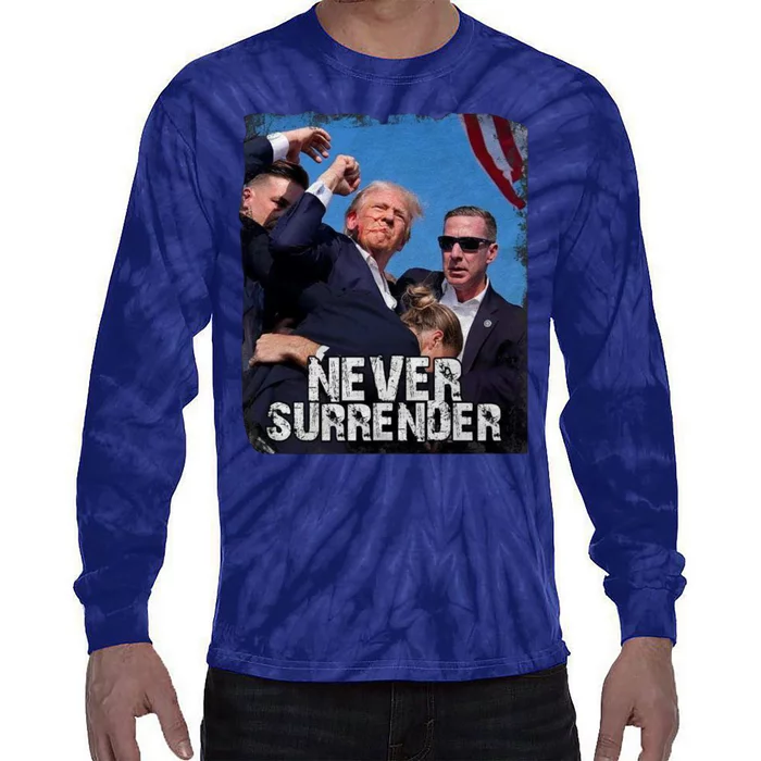 Pray For President Trump Never Surrender Tie-Dye Long Sleeve Shirt