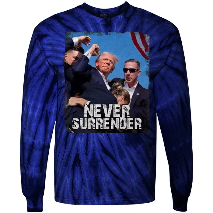 Pray For President Trump Never Surrender Tie-Dye Long Sleeve Shirt