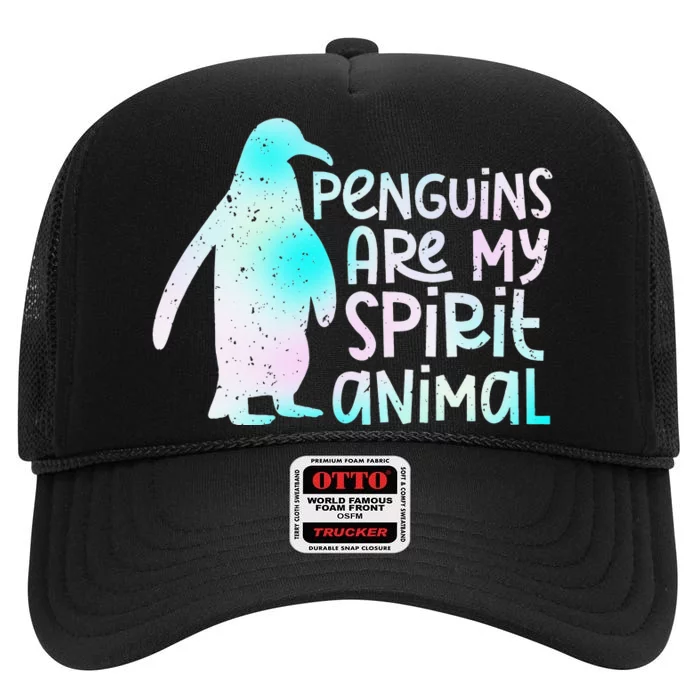 Penguin Funny Penguin Penguin Lover High Crown Mesh Trucker Hat