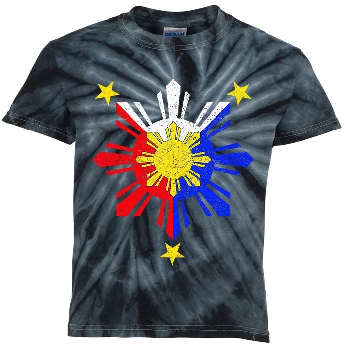 Pinoy Filipino Philippine Flag Sun Kids Tie-Dye T-Shirt