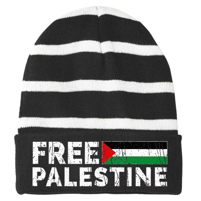 Palestine flag Palestine Free Palestine Gaza Flag Striped Beanie with Solid Band