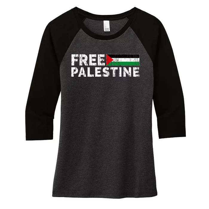 Palestine flag Palestine Free Palestine Gaza Flag Women's Tri-Blend 3/4-Sleeve Raglan Shirt