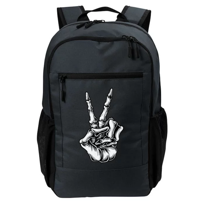 Pocket Funny Peace Sign Skeleton Hand Cool Halloween Cute Gift Daily Commute Backpack