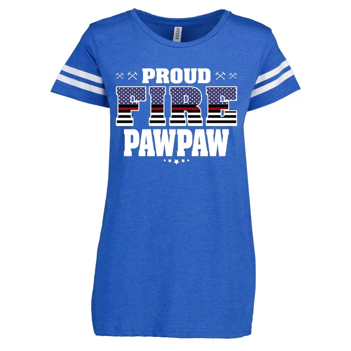 Proud Fire Pawpaw Thin Red Line Us Flag Firefighter Grandpa Gift Enza Ladies Jersey Football T-Shirt