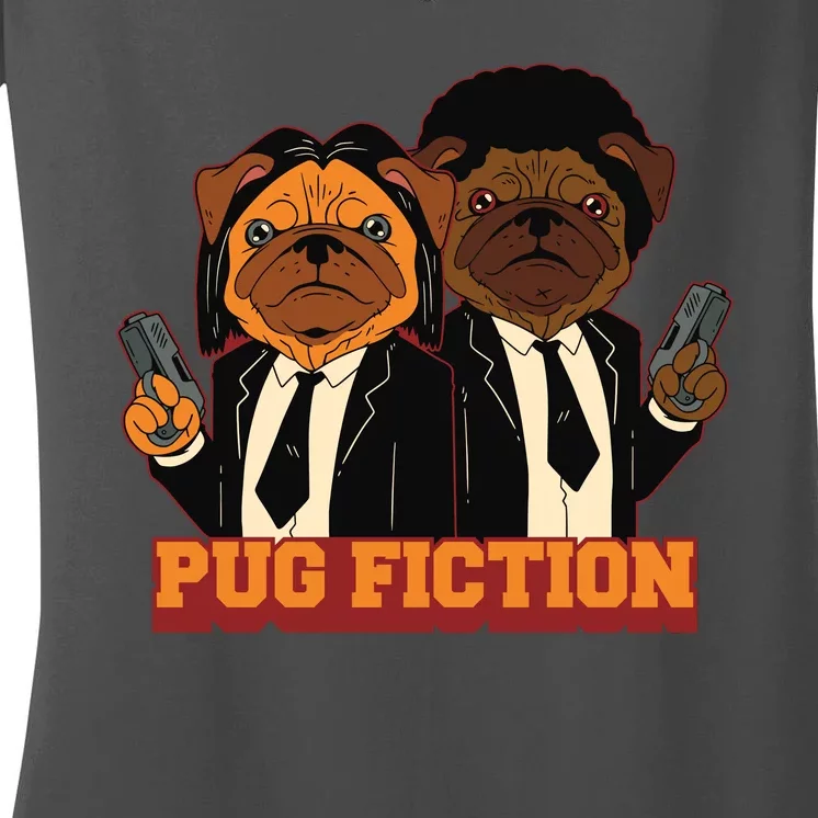 Pug Fiction Women's V-Neck T-Shirt