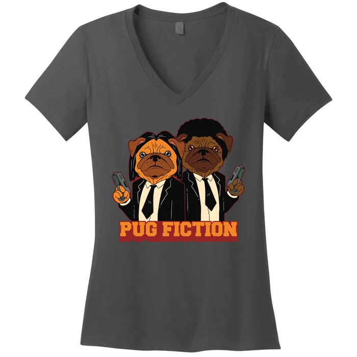 Pug Fiction Women's V-Neck T-Shirt