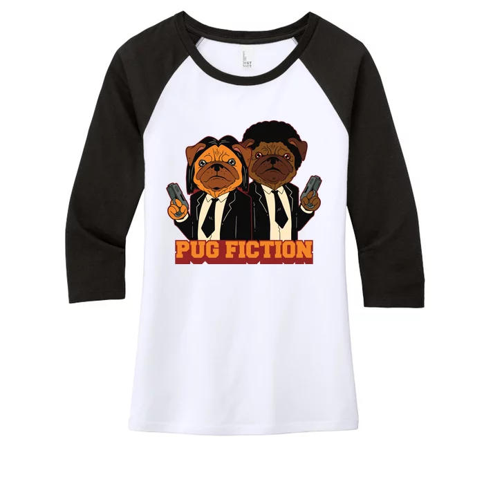 Pug Fiction Women's Tri-Blend 3/4-Sleeve Raglan Shirt