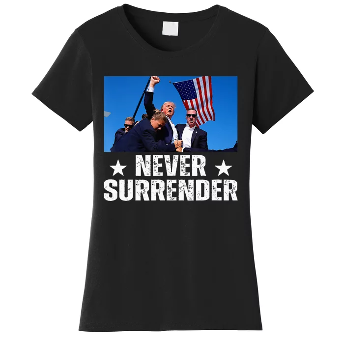 Pray For President Trump Never Surrender God Bless Trump Women's T-Shirt