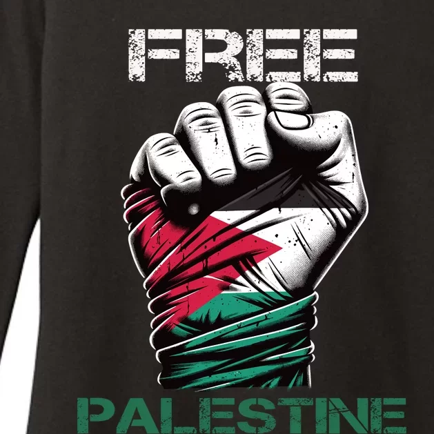 Palestine Free Palestine In Arabic Free Gaza Palestine Flag Design Womens CVC Long Sleeve Shirt