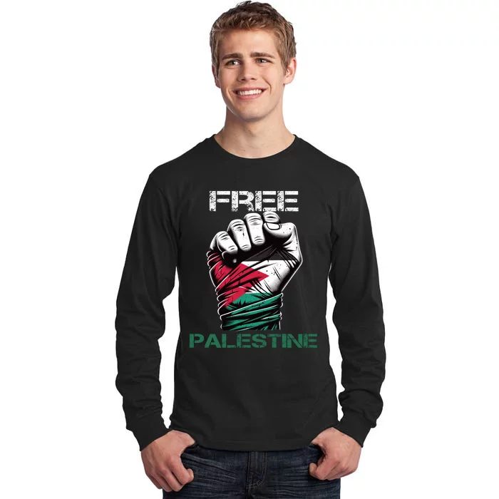 Palestine Free Palestine In Arabic Free Gaza Palestine Flag Design Tall Long Sleeve T-Shirt