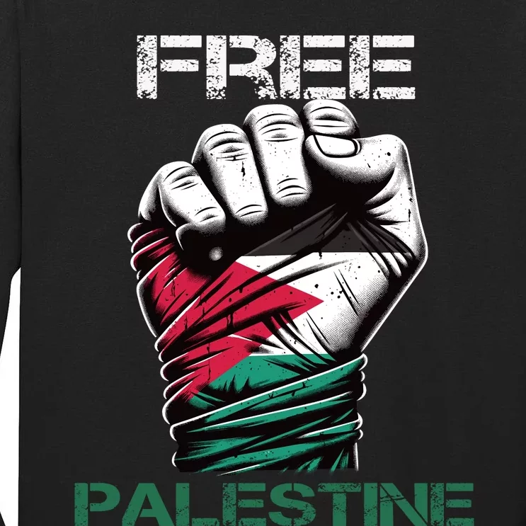 Palestine Free Palestine In Arabic Free Gaza Palestine Flag Design Tall Long Sleeve T-Shirt