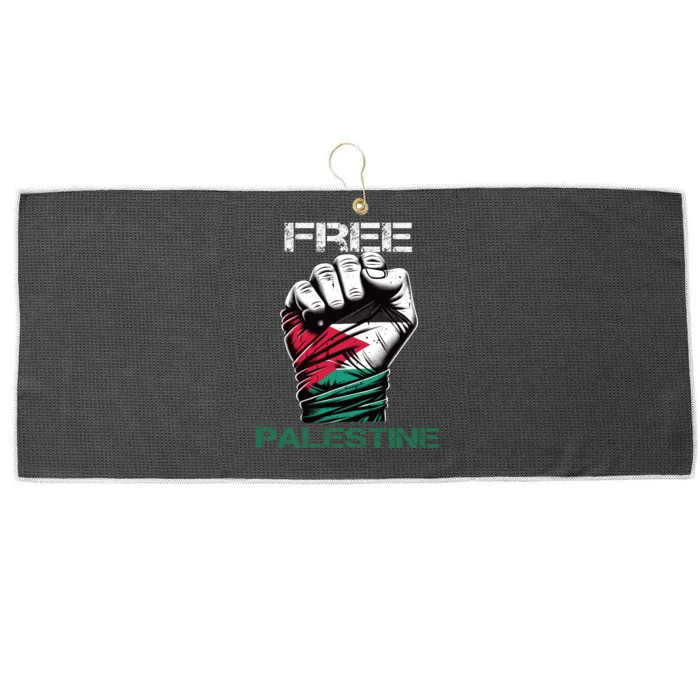 Palestine Free Palestine In Arabic Free Gaza Palestine Flag Design Large Microfiber Waffle Golf Towel