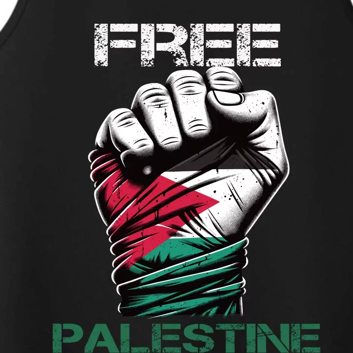 Palestine Free Palestine In Arabic Free Gaza Palestine Flag Design Performance Tank