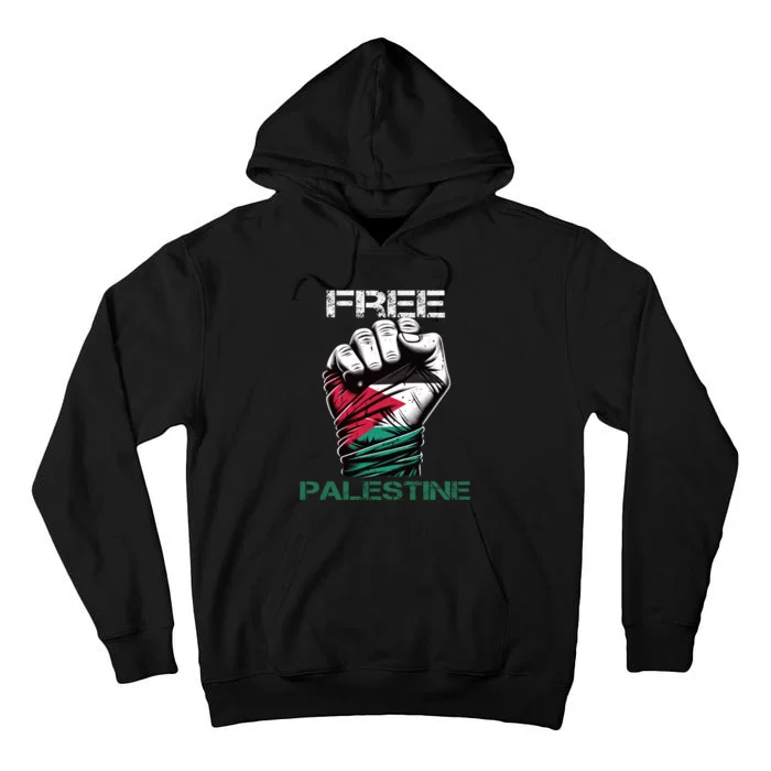 Palestine Free Palestine In Arabic Free Gaza Palestine Flag Design Tall Hoodie