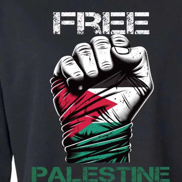 Palestine Free Palestine In Arabic Free Gaza Palestine Flag Design Cropped Pullover Crew