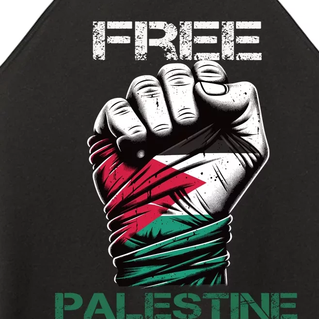 Palestine Free Palestine In Arabic Free Gaza Palestine Flag Design Women’s Perfect Tri Rocker Tank