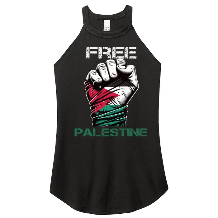 Palestine Free Palestine In Arabic Free Gaza Palestine Flag Design Women’s Perfect Tri Rocker Tank