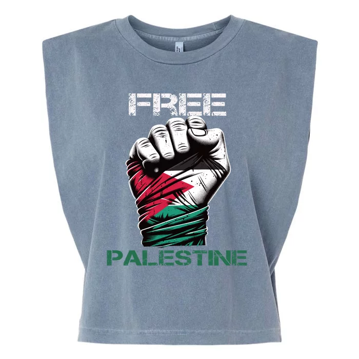 Palestine Free Palestine In Arabic Free Gaza Palestine Flag Design Garment-Dyed Women's Muscle Tee