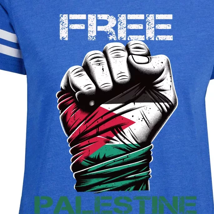 Palestine Free Palestine In Arabic Free Gaza Palestine Flag Design Enza Ladies Jersey Football T-Shirt