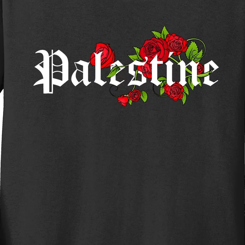 Palestine Free Palestine Free Gaza Palestine Flag Arabic Kids Long Sleeve Shirt