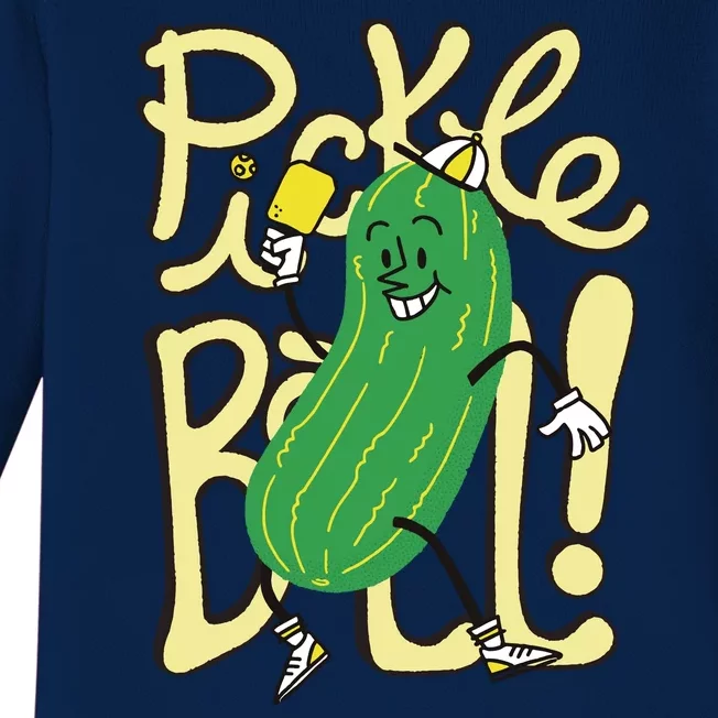 Pickleball Funny Pickle Sport Baby Long Sleeve Bodysuit