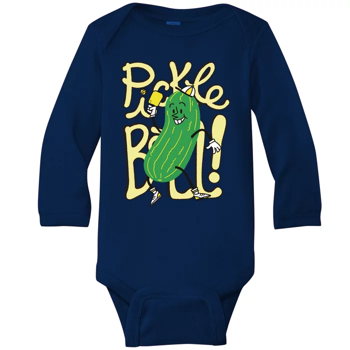 Pickleball Funny Pickle Sport Baby Long Sleeve Bodysuit