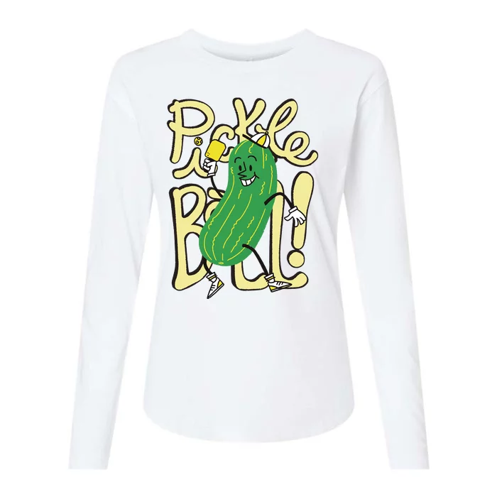 Pickleball Funny Pickle Sport Womens Cotton Relaxed Long Sleeve T-Shirt