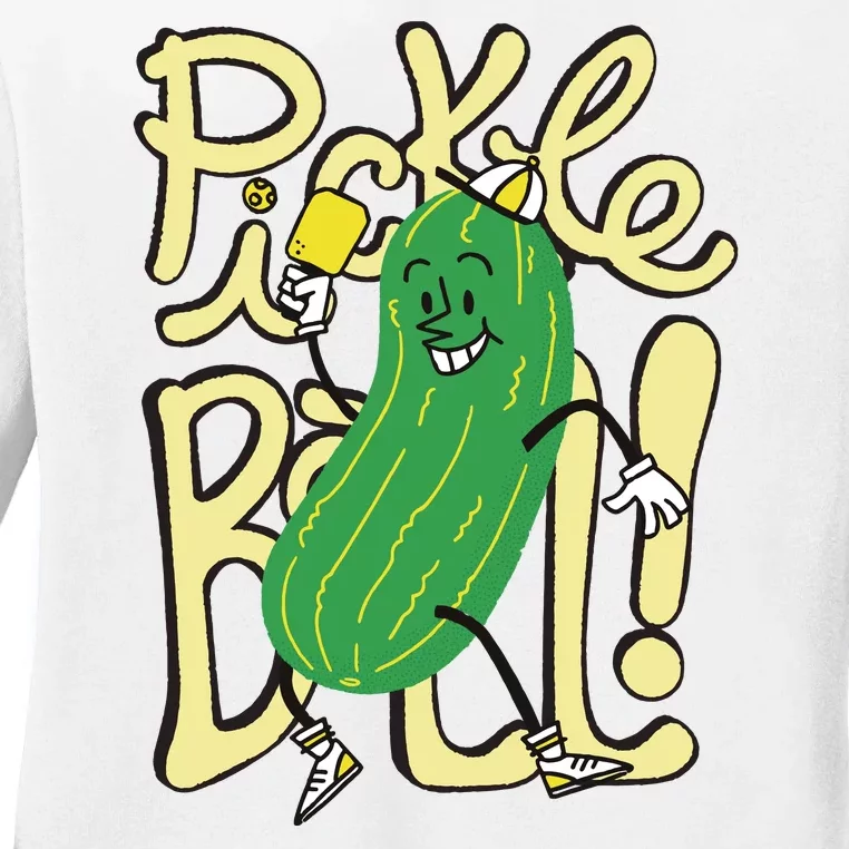 Pickleball Funny Pickle Sport Ladies Long Sleeve Shirt