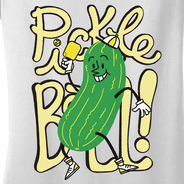 Pickleball Funny Pickle Sport Women's V-Neck T-Shirt