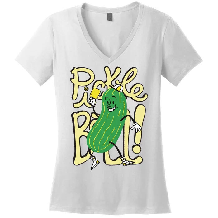 Pickleball Funny Pickle Sport Women's V-Neck T-Shirt