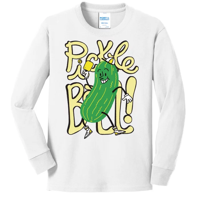 Pickleball Funny Pickle Sport Kids Long Sleeve Shirt