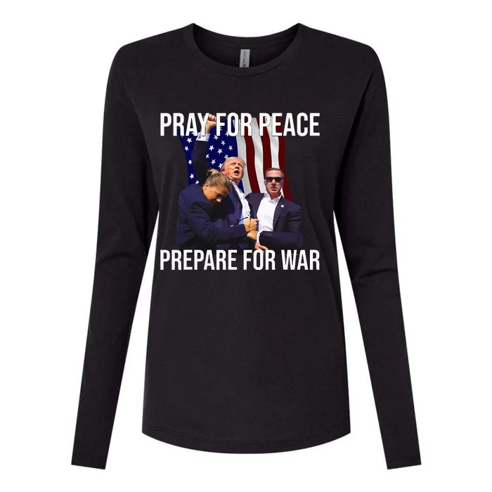 Pray For Peace Prepare For War Protrump Womens Cotton Relaxed Long Sleeve T-Shirt