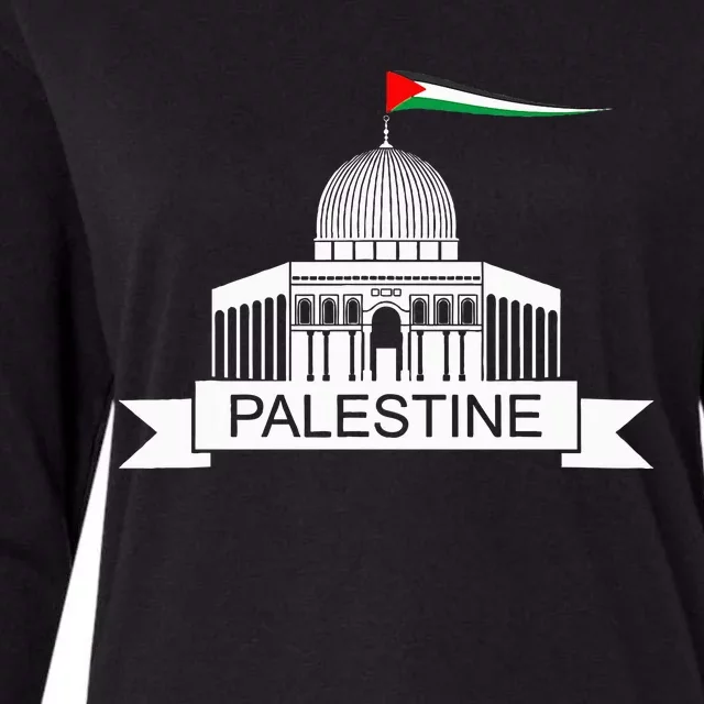 Palestine Free Palestine In Arabic Free Gaza Palestine Flag Womens Cotton Relaxed Long Sleeve T-Shirt