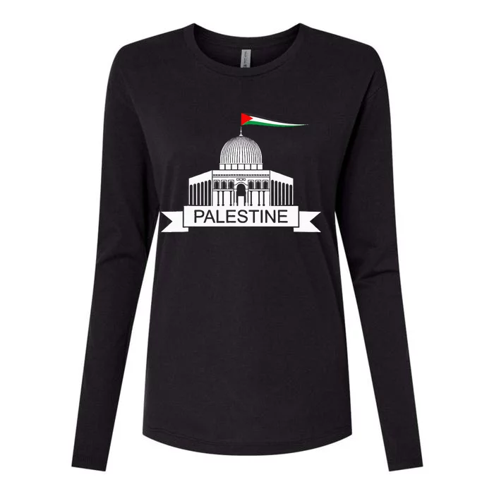 Palestine Free Palestine In Arabic Free Gaza Palestine Flag Womens Cotton Relaxed Long Sleeve T-Shirt