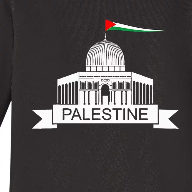 Palestine Free Palestine In Arabic Free Gaza Palestine Flag Baby Long Sleeve Bodysuit