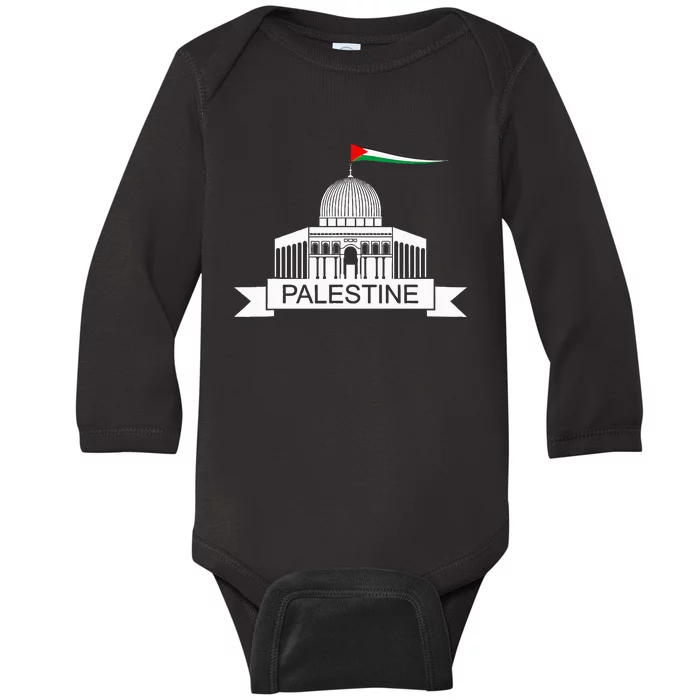 Palestine Free Palestine In Arabic Free Gaza Palestine Flag Baby Long Sleeve Bodysuit