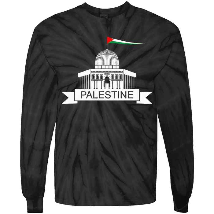 Palestine Free Palestine In Arabic Free Gaza Palestine Flag Tie-Dye Long Sleeve Shirt