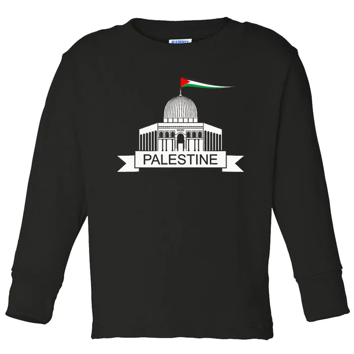 Palestine Free Palestine In Arabic Free Gaza Palestine Flag Toddler Long Sleeve Shirt