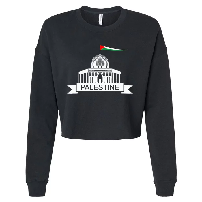 Palestine Free Palestine In Arabic Free Gaza Palestine Flag Cropped Pullover Crew