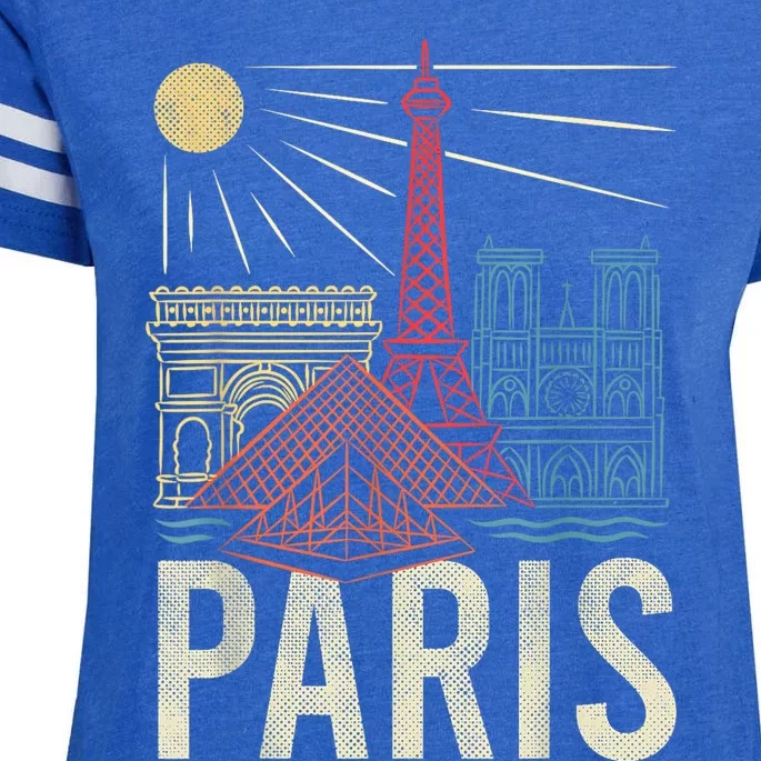 Paris France Paris Vacation Eiffel Tower Paris Souvenir Enza Ladies Jersey Football T-Shirt