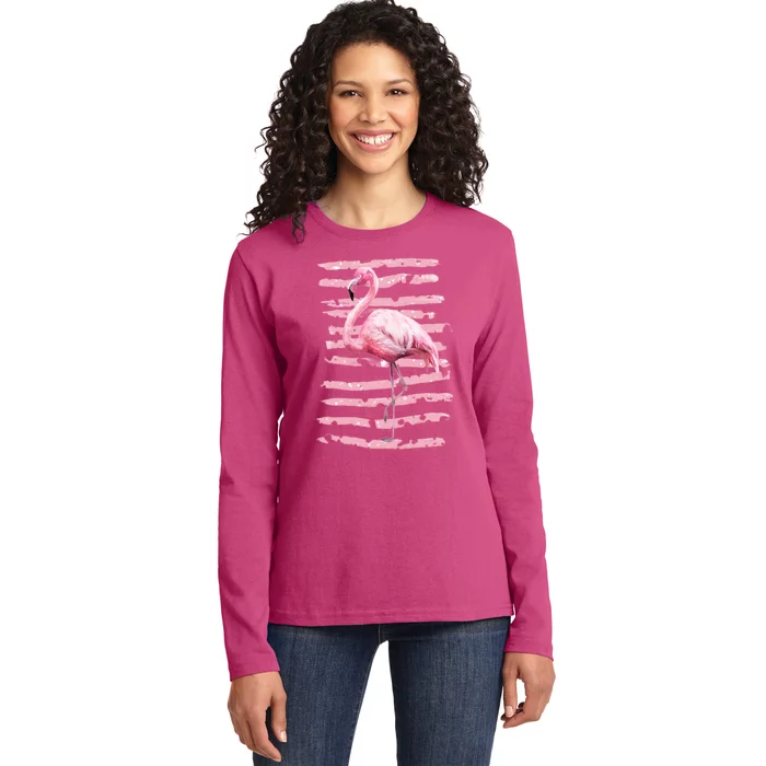 Pink Flamingo Ladies Long Sleeve Shirt