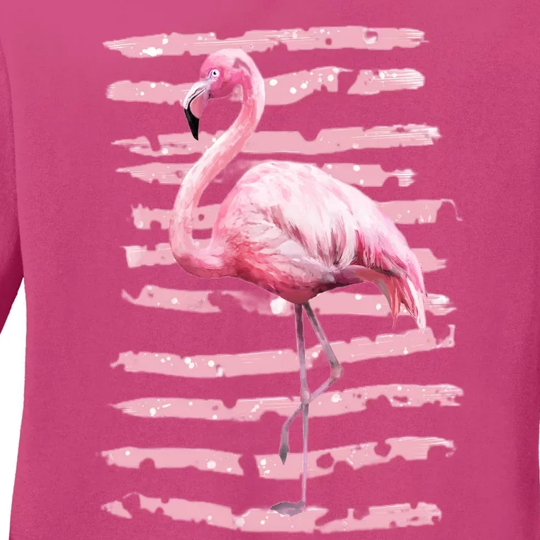 Pink Flamingo Ladies Long Sleeve Shirt