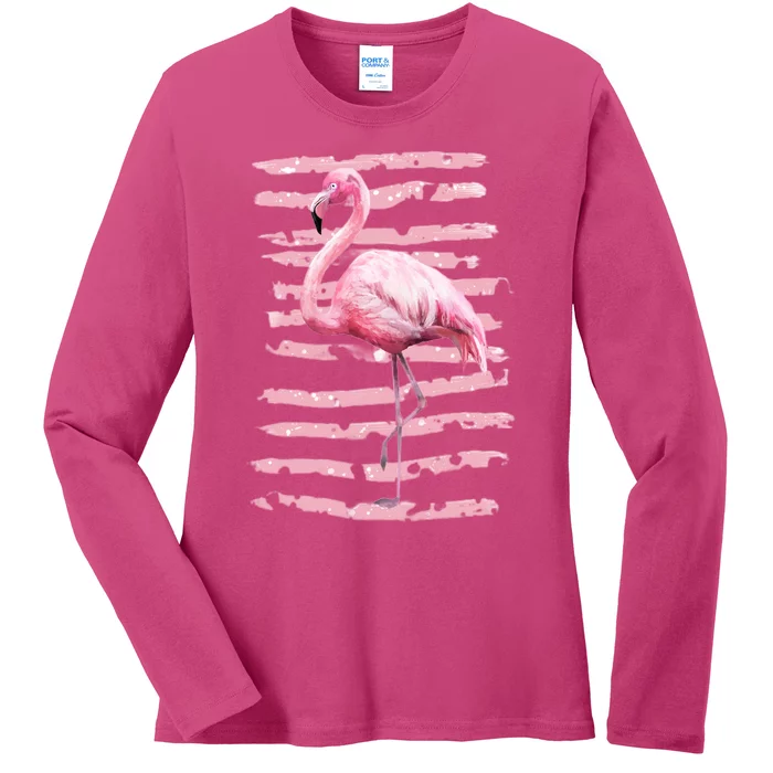 Pink Flamingo Ladies Long Sleeve Shirt