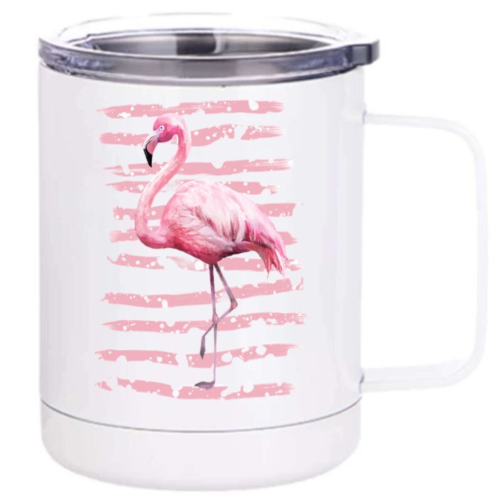 Pink Flamingo Front & Back 12oz Stainless Steel Tumbler Cup